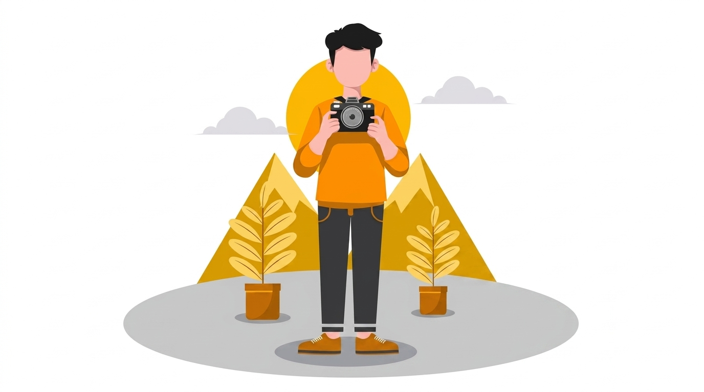 Illustration of a person taking photos for a listing
